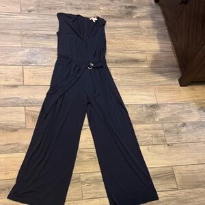 Michael kors Elegant Navy Jumpsuit with gold belt